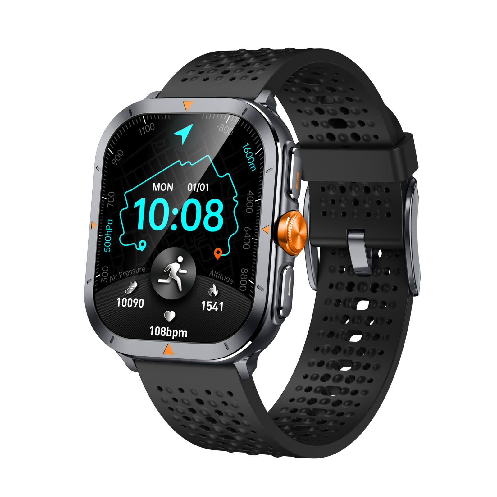 felixx Smartwatch F707GPS, Amoled 2.01, gun-metal silver