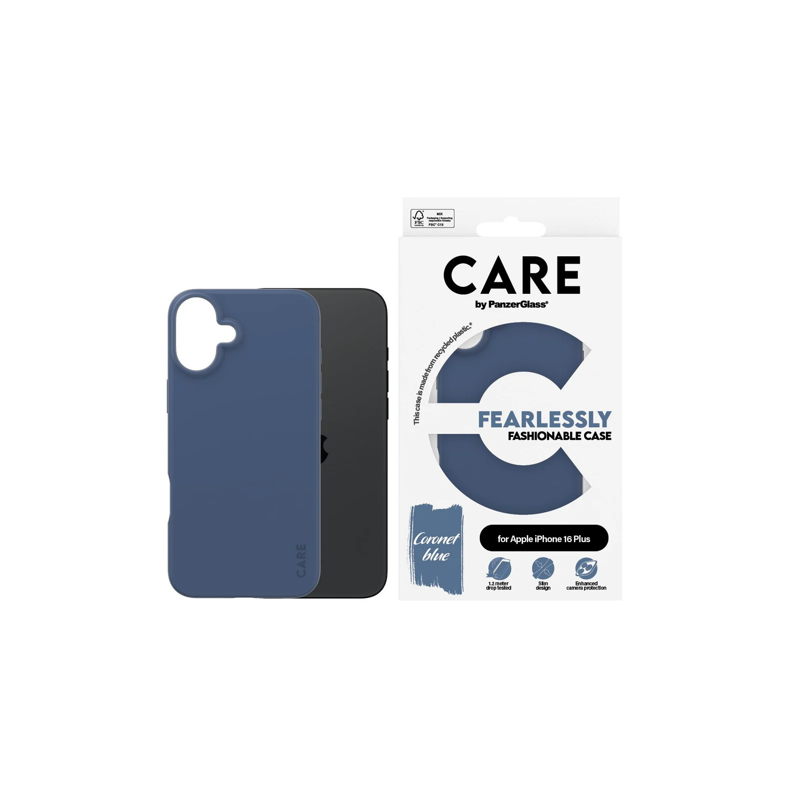 Care Back Cover Fashion Apple iPhone 16 Plus blau