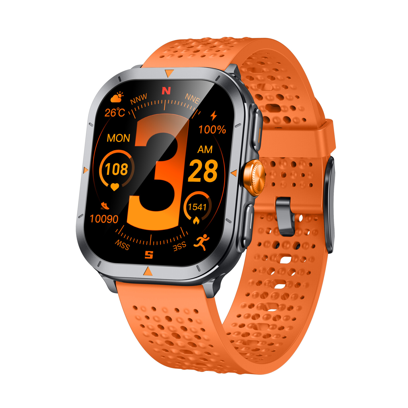 felixx Smartwatch F707GPS, Amoled 2.01, gun-metal silver