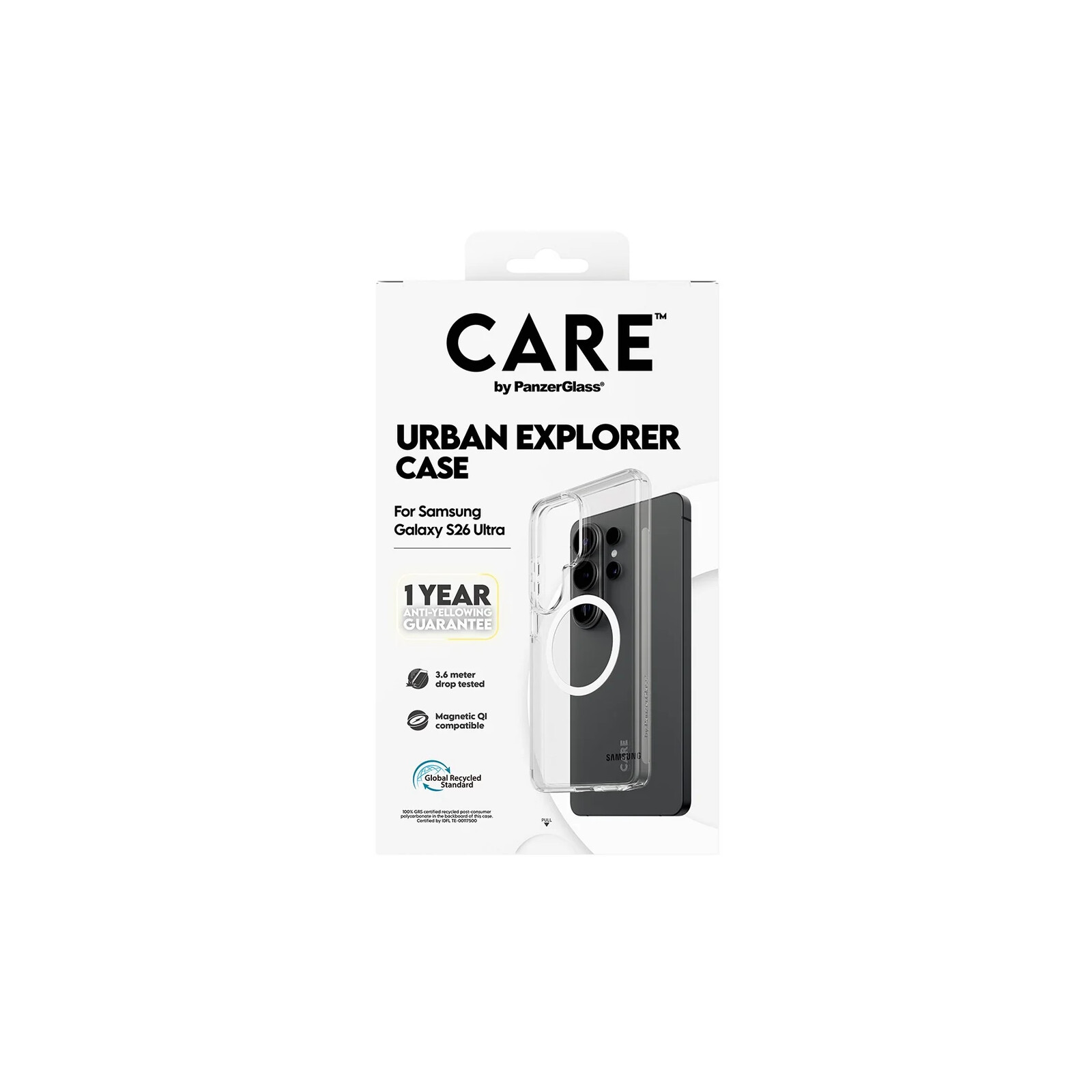 PanzerGlass Care Case Clear w.White Qi Samsung Galaxy S26 Ultra