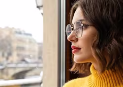 Eine Frau tr&auml;gt eine Brille der Marke Lady&or.