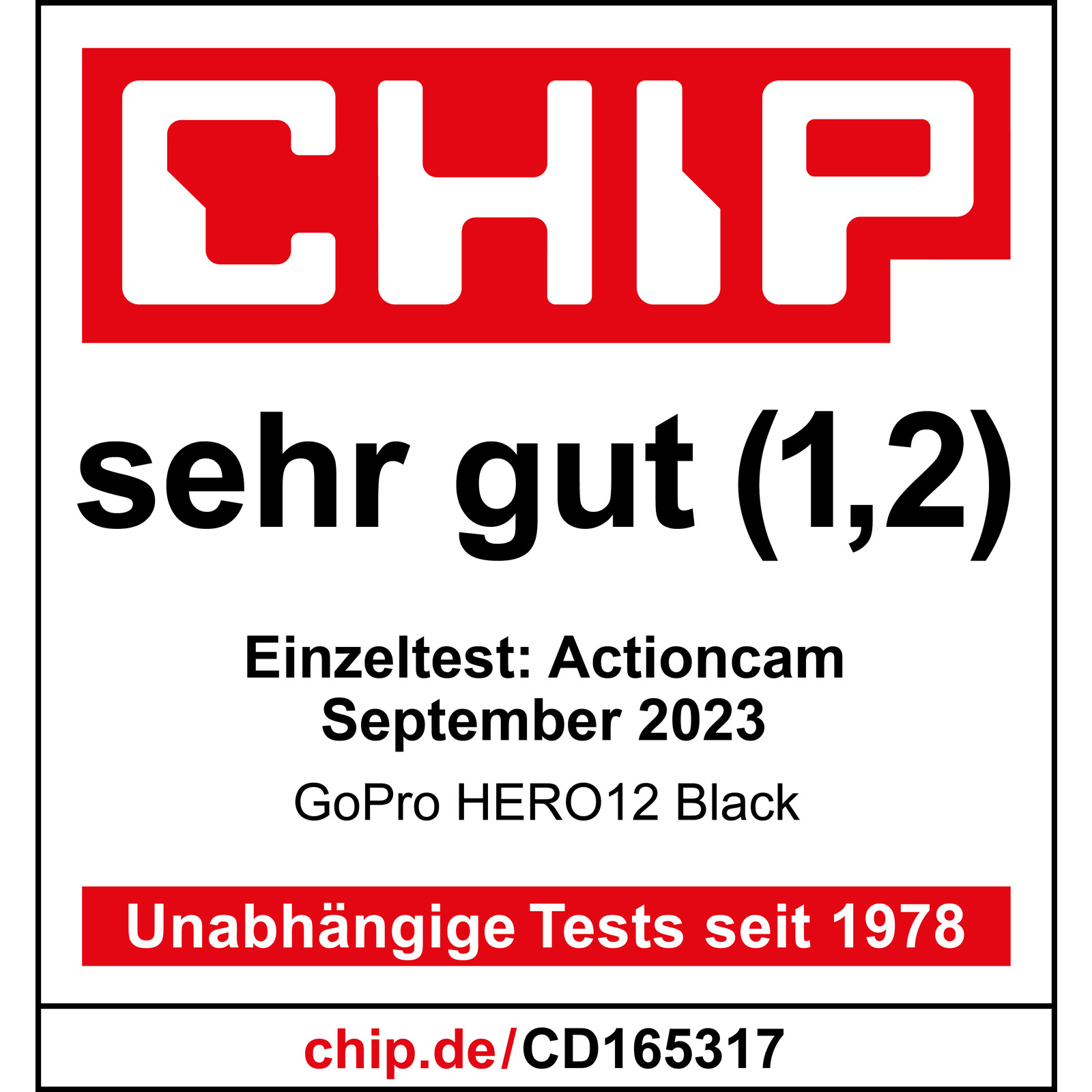 Chip G&uuml;tesiegel GoPro HERO12 Black