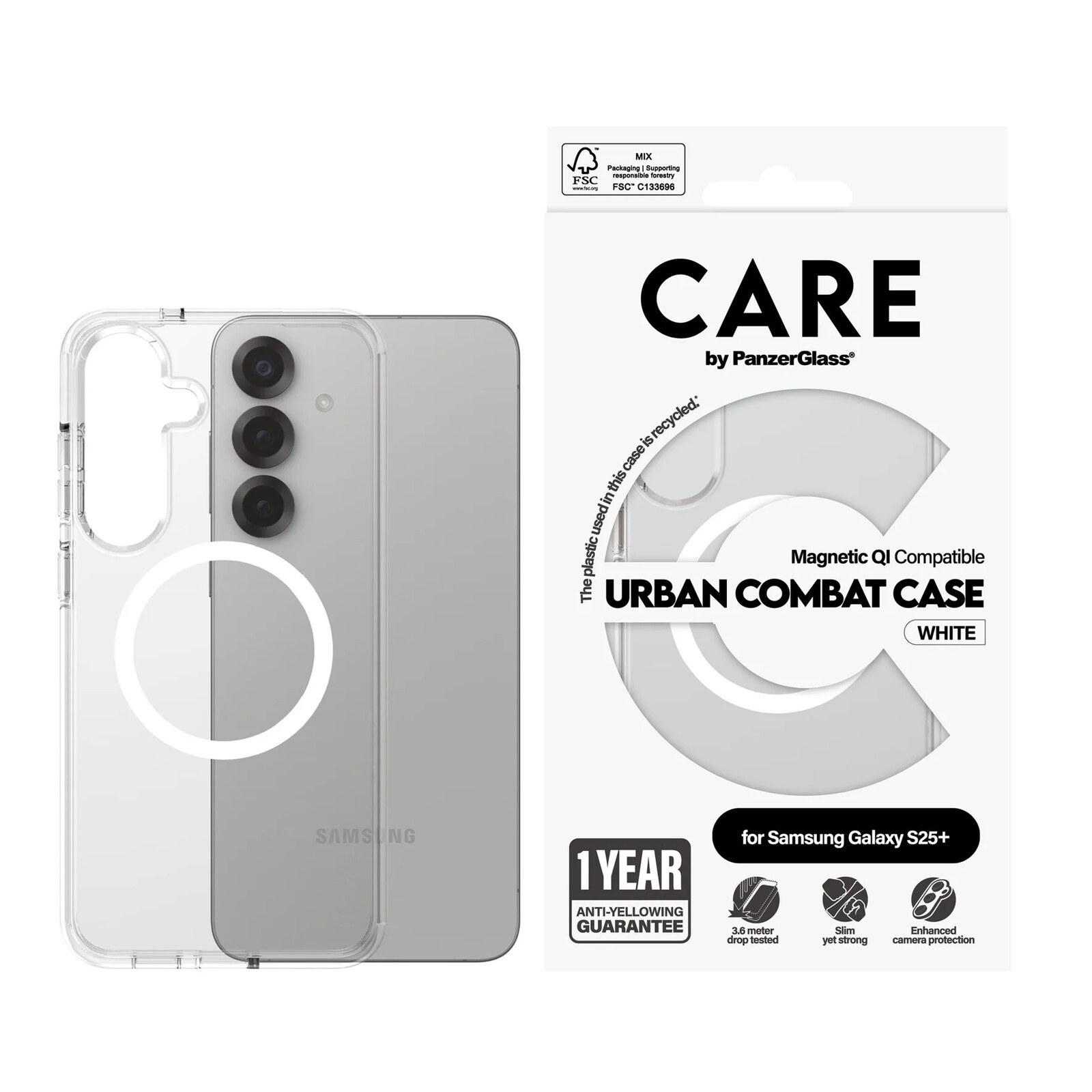 CARE PanzerGlass Flagship Case Transparent w. QI S25 Plus