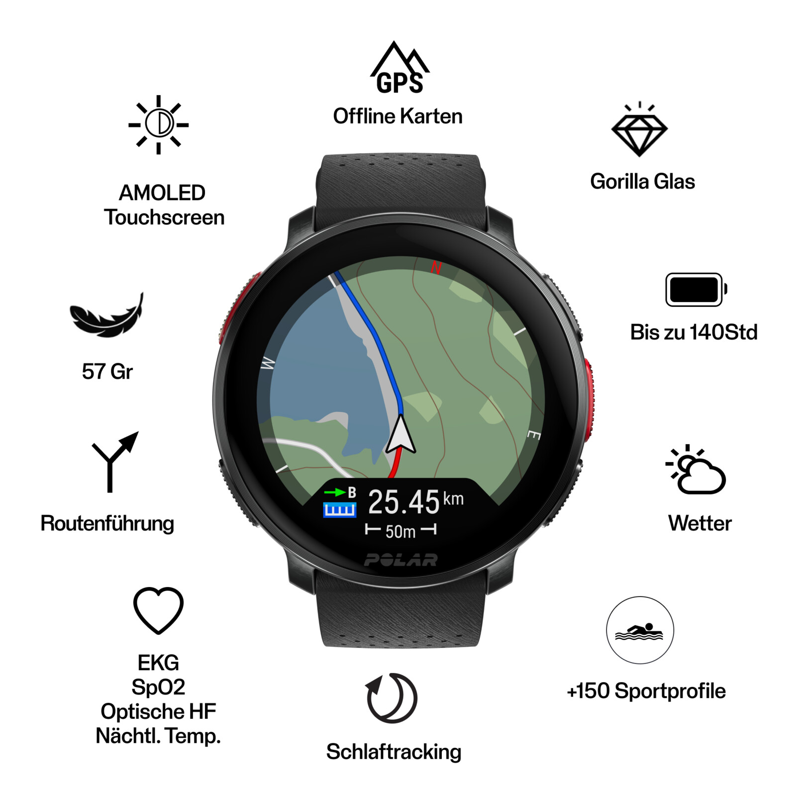Polar Vantage V3 black/black S-L inkl. HR