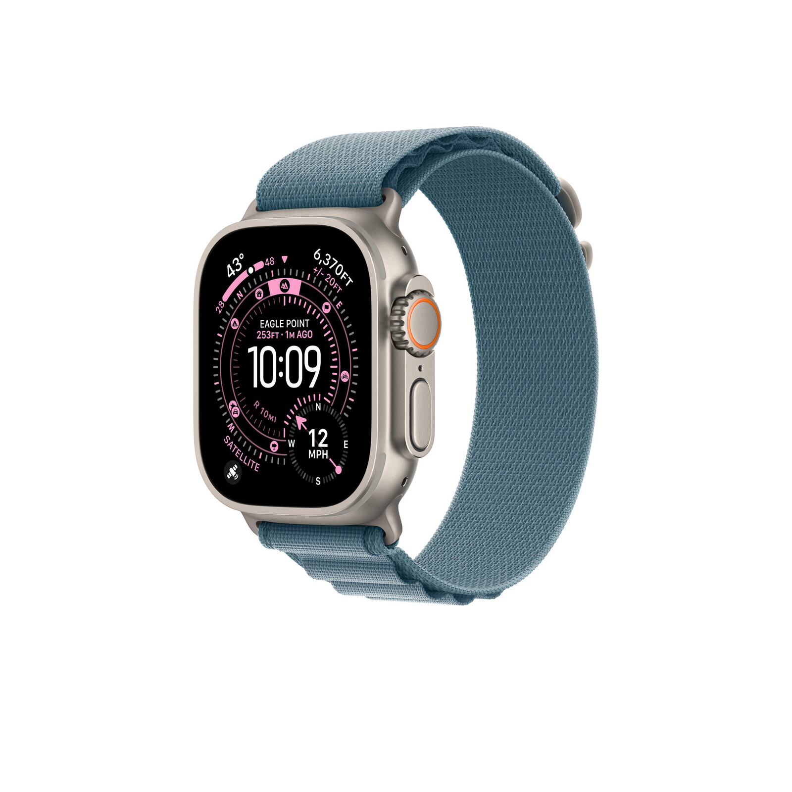 Apple Watch 49mm Light Blue Alpine Loop M natural Titan