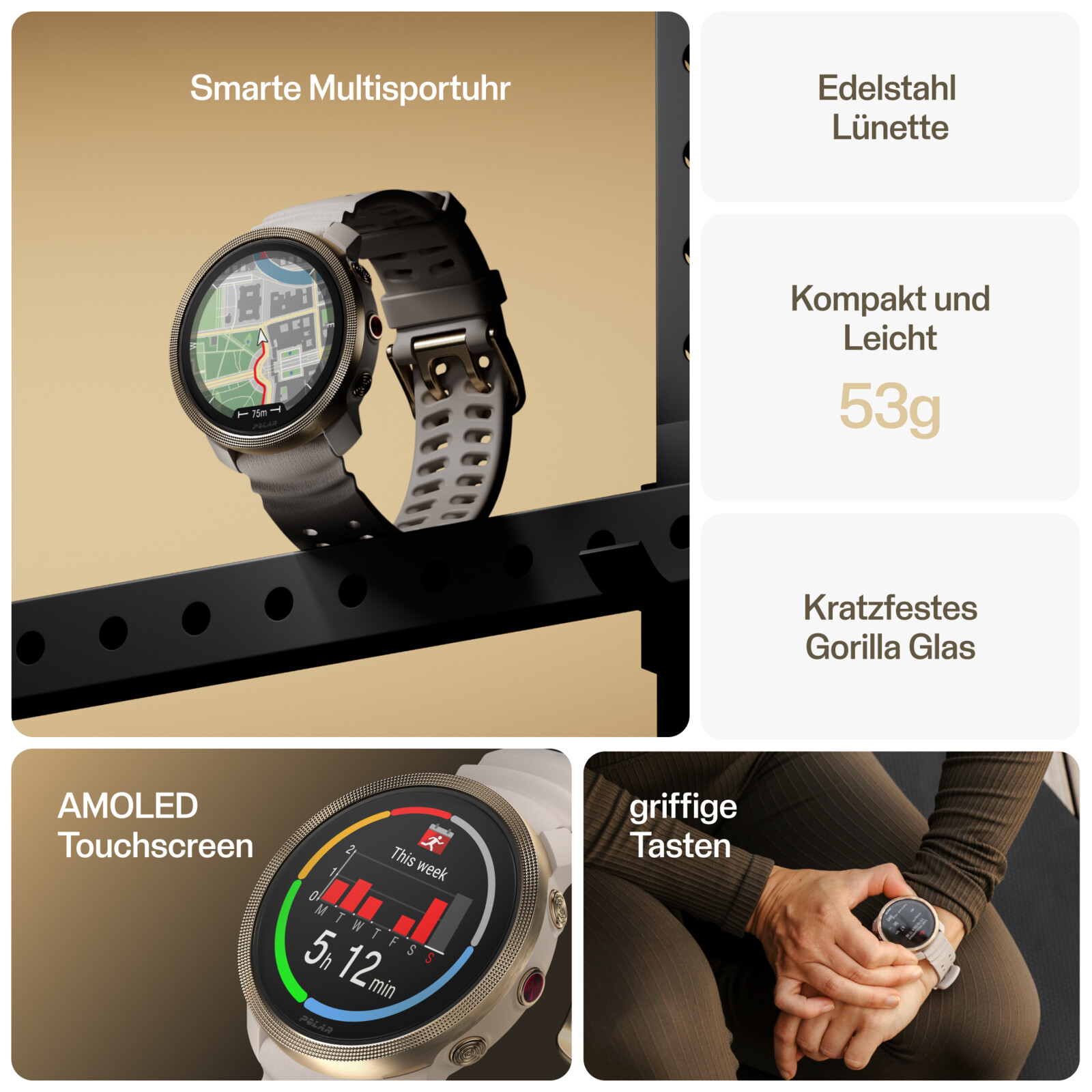 Polar Vantage M3 S-L grau/gold