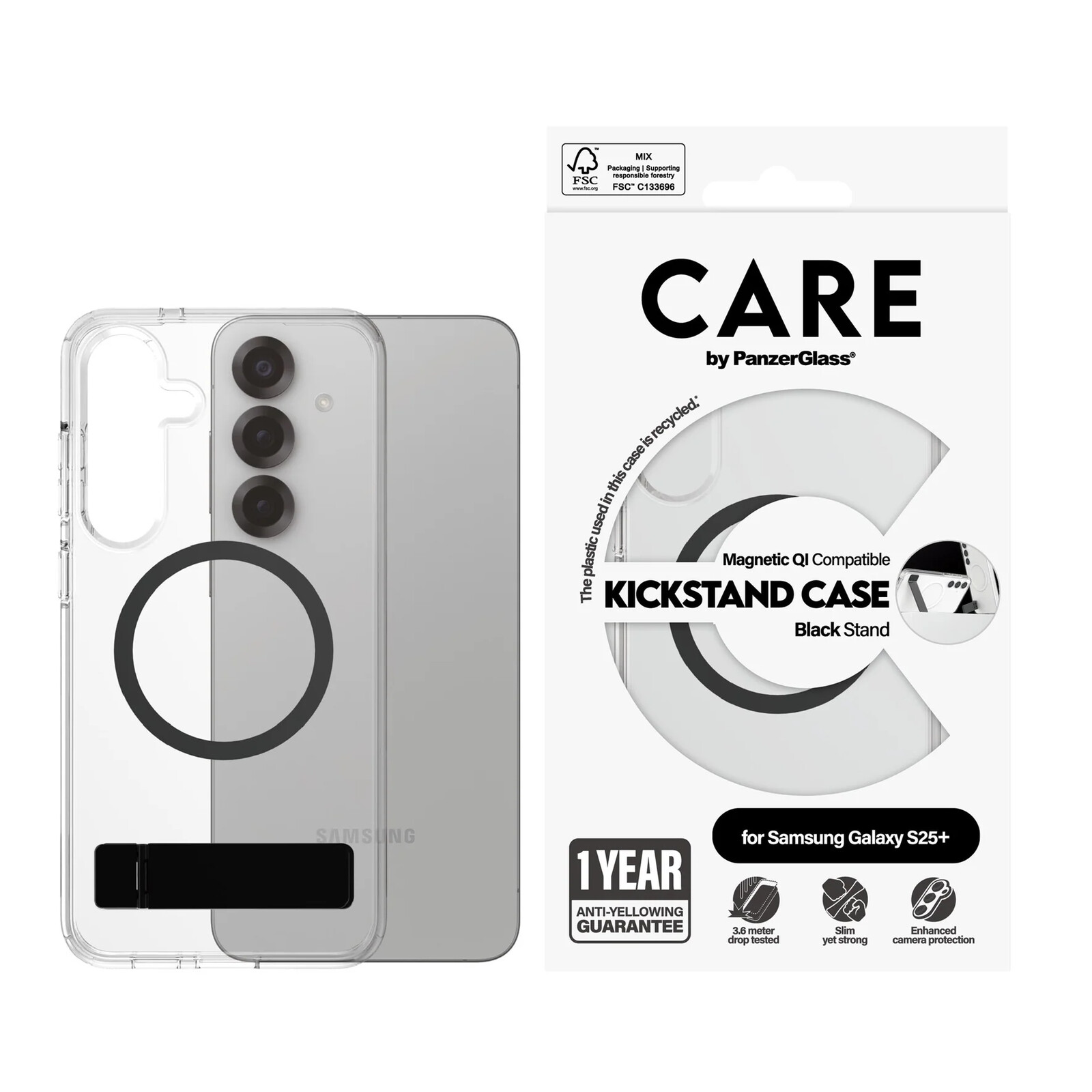 CARE PanzerGlass Case Transparent Kickstand S25 Plus