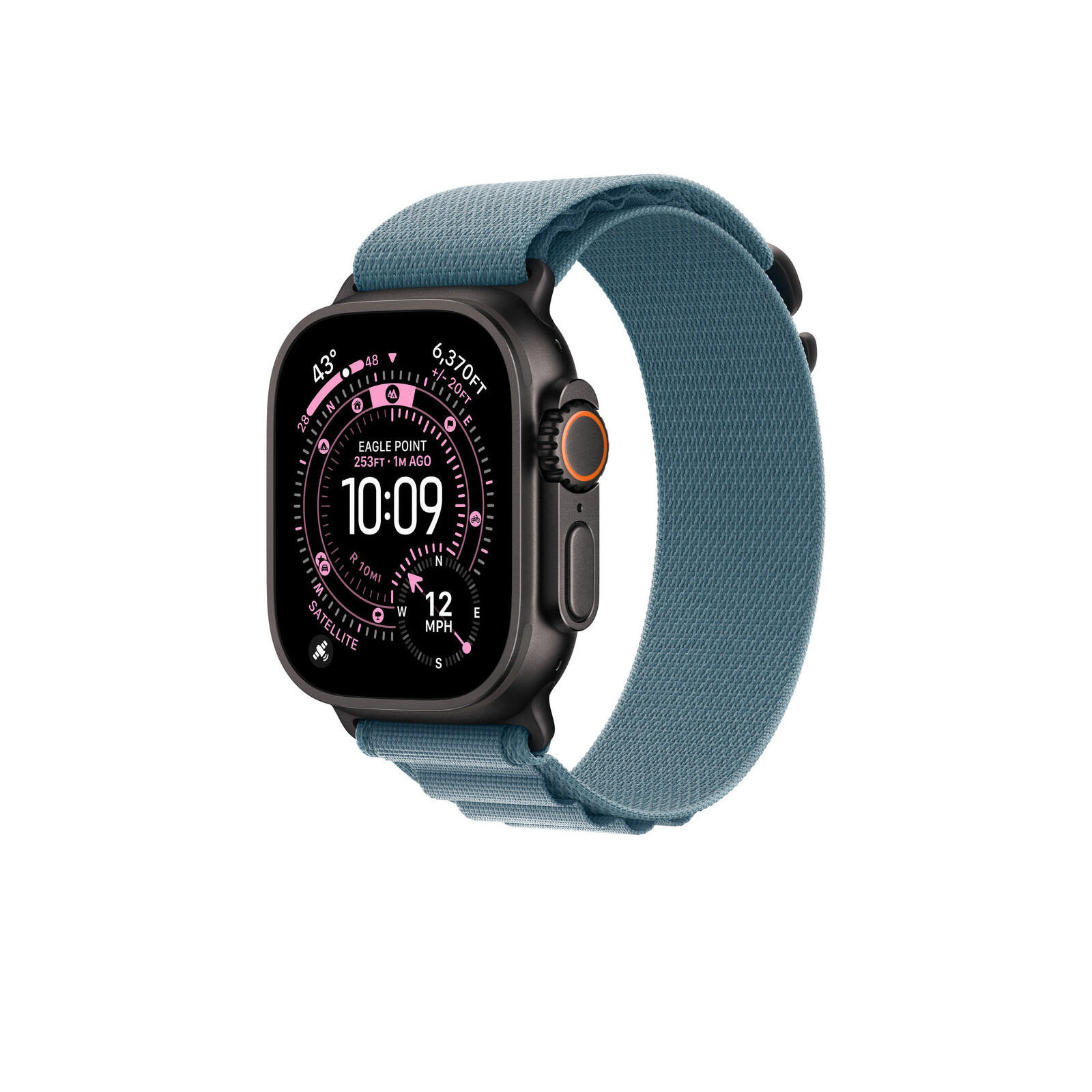 Apple Watch 49mm Light Blue Alpine Loop M Black Titan