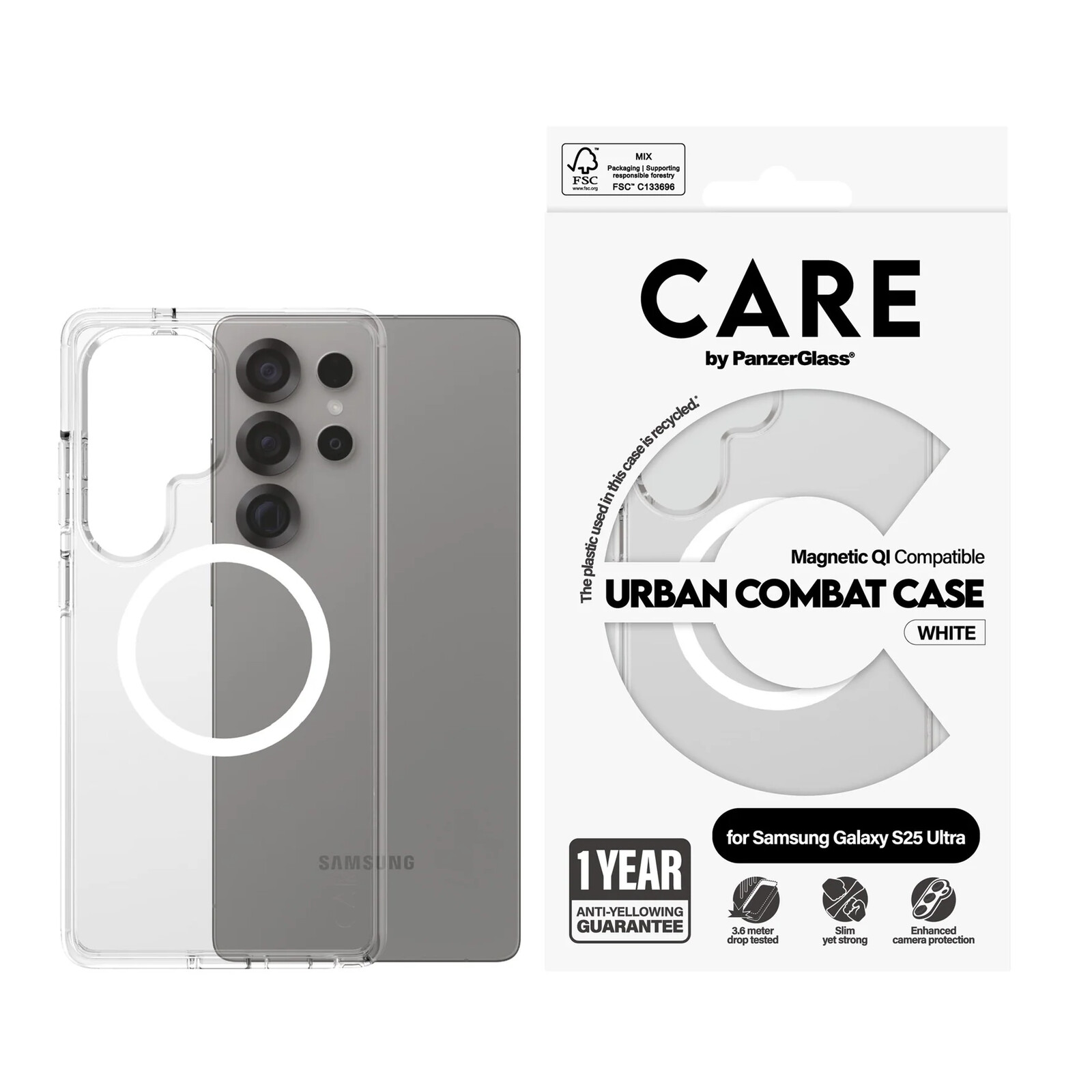 CARE PanzerGlass Flagship Case Transparent w. QI S25 Ultra