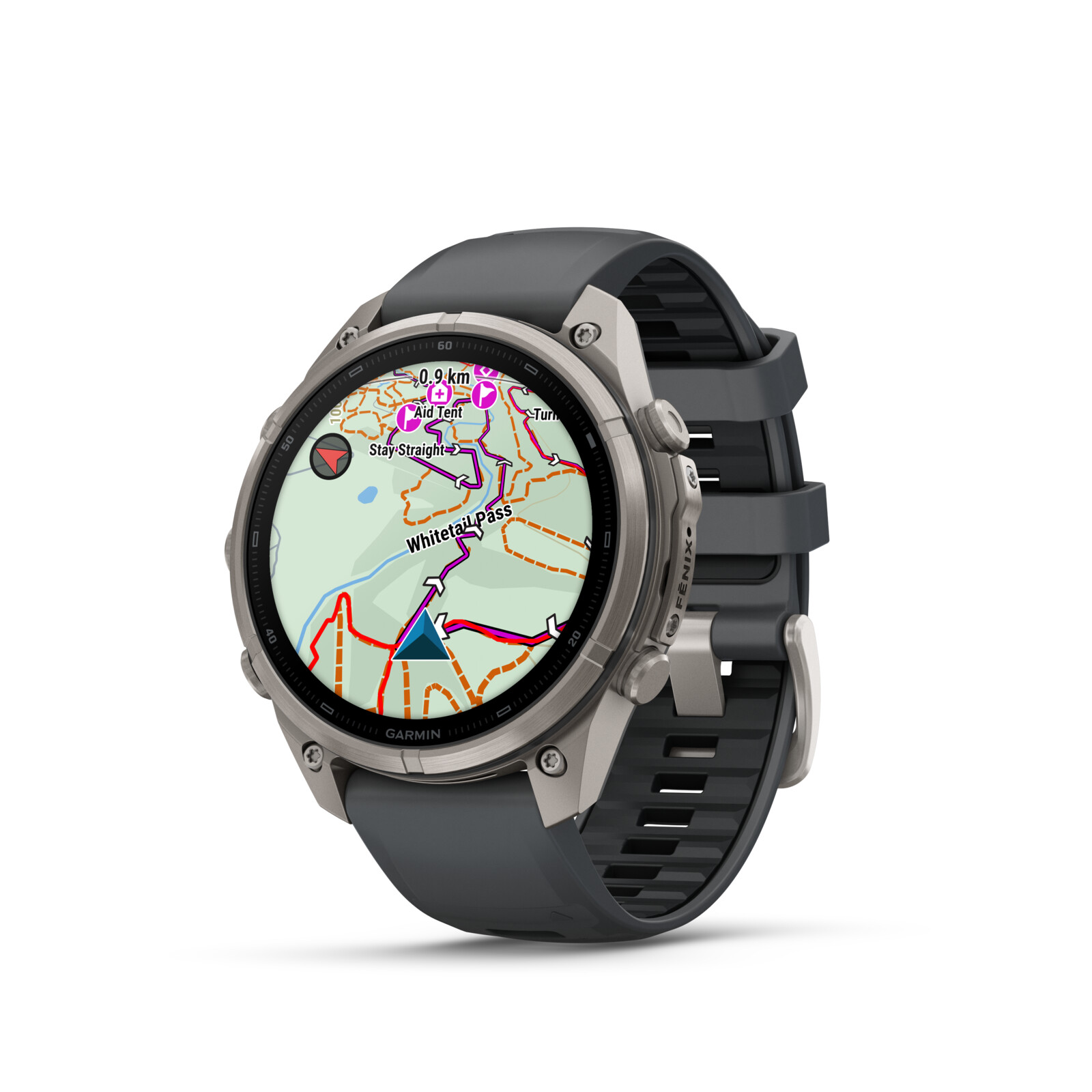 Garmin Fenix 9 Pro inReach 47mm Titan Silikonarmband Graphit/Schwarz