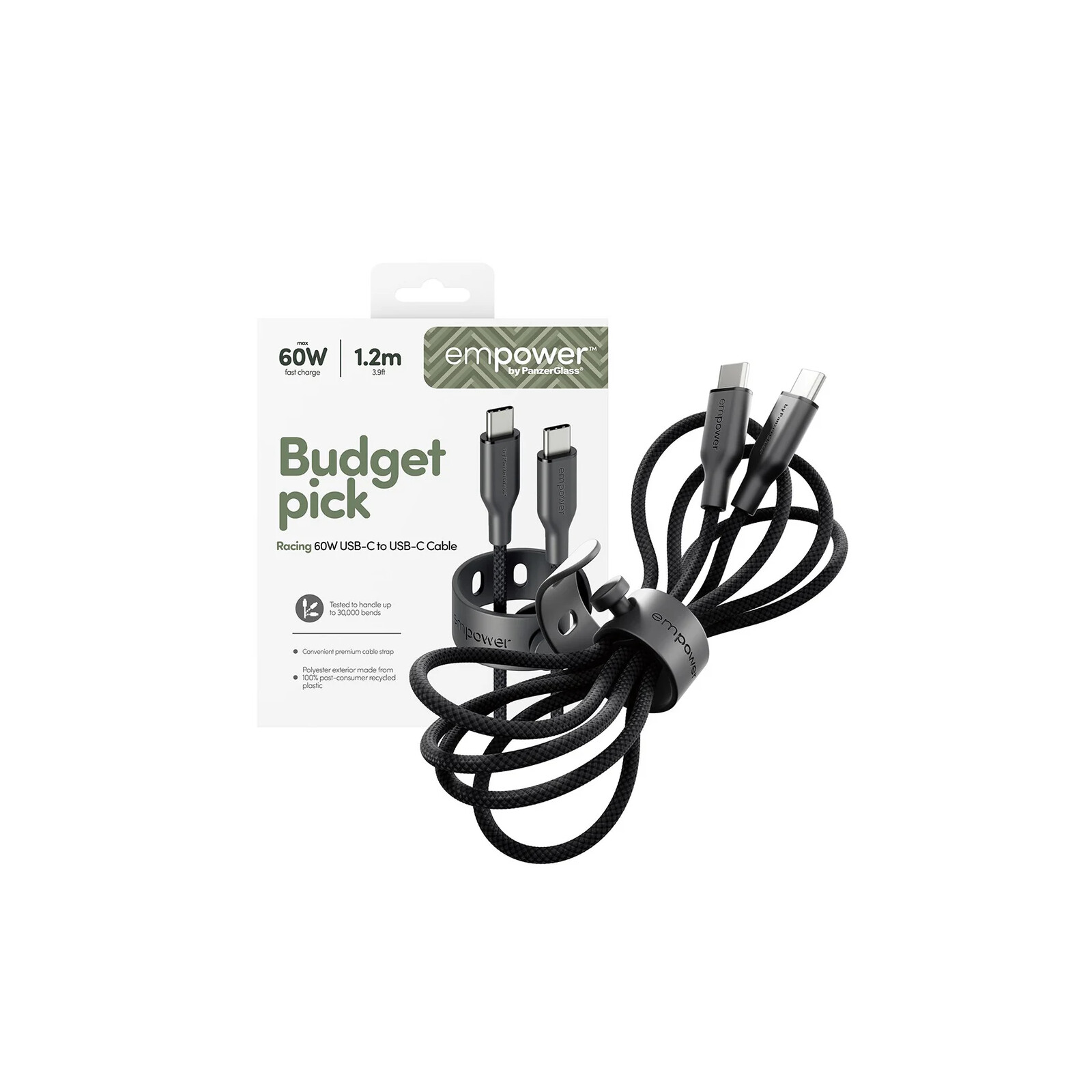 Emporia by PanzerGlass 60W USB-C/USB-C USB 2.0 1,2M Black