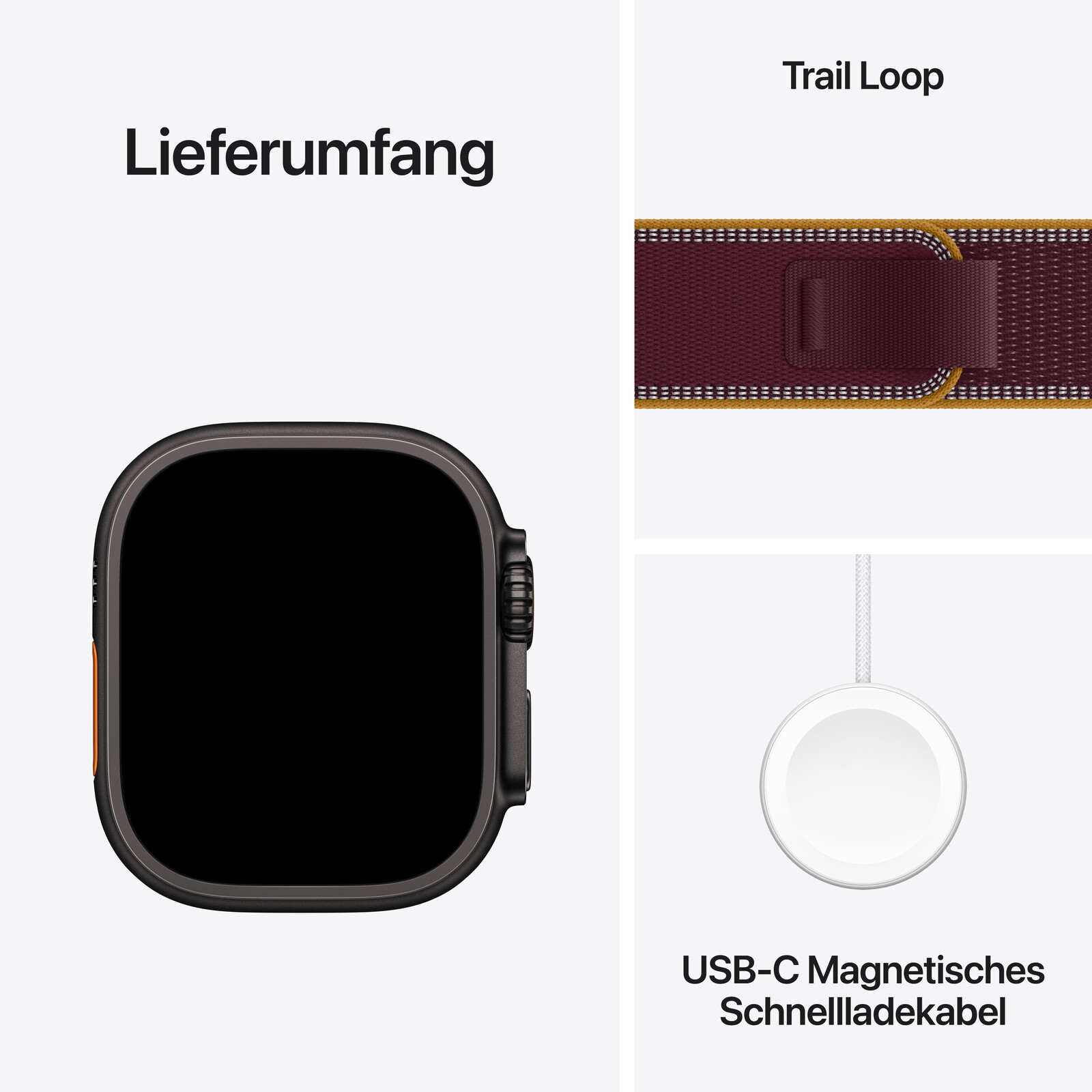  Apple Watch Ultra 4 LTE 49mm Black Titan Case + Burgundy Trail Loop M/L
