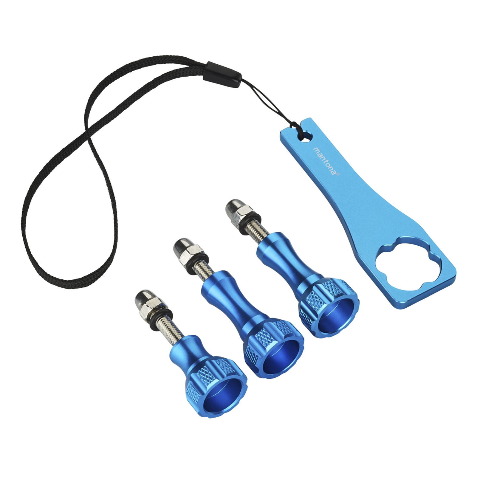 mantona GoPro Schraubenset + Schl&uuml;ssel Alu blau