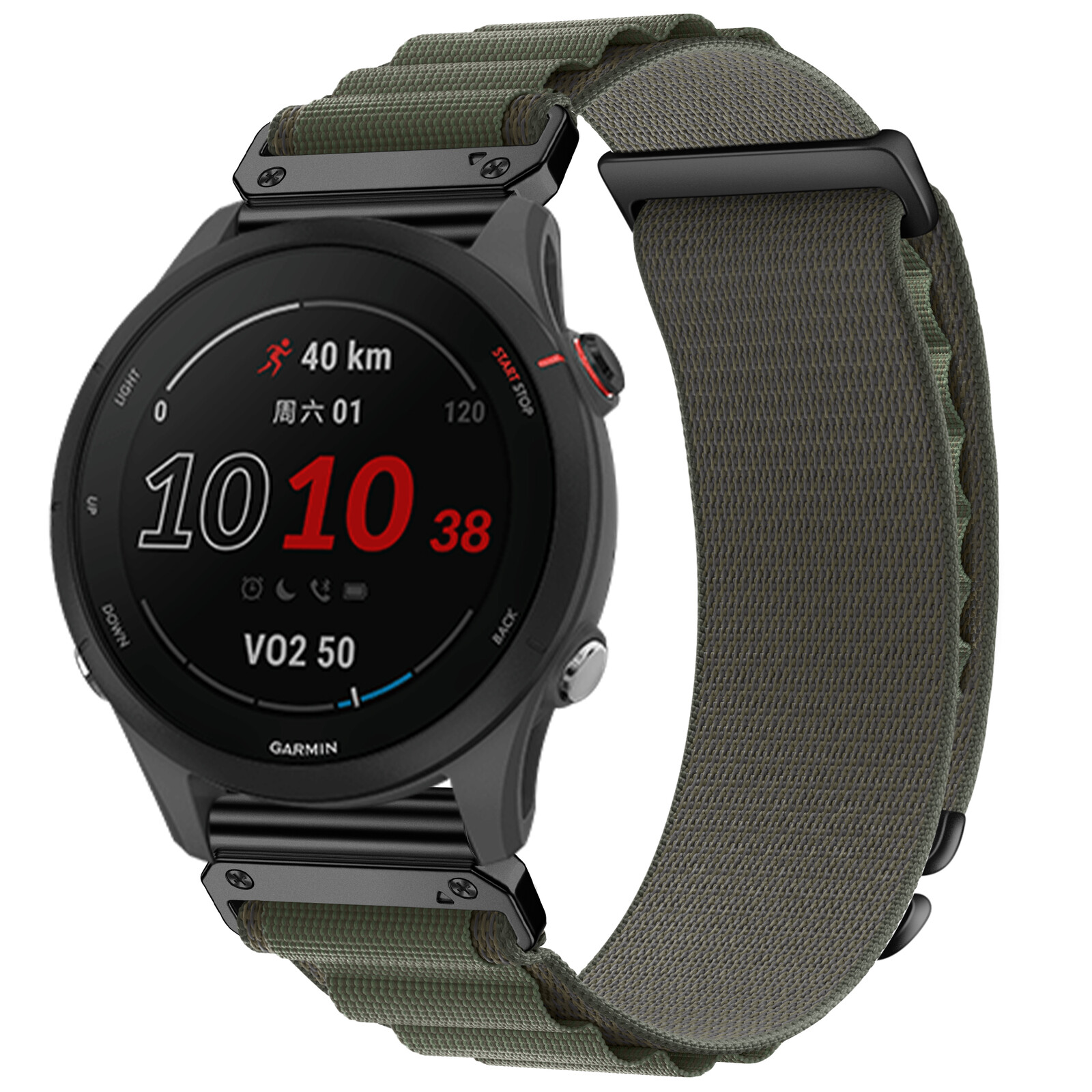 Felixx Smartwatcharmband Nylon Oliv Green- Garmin Q.Fit 20mm

