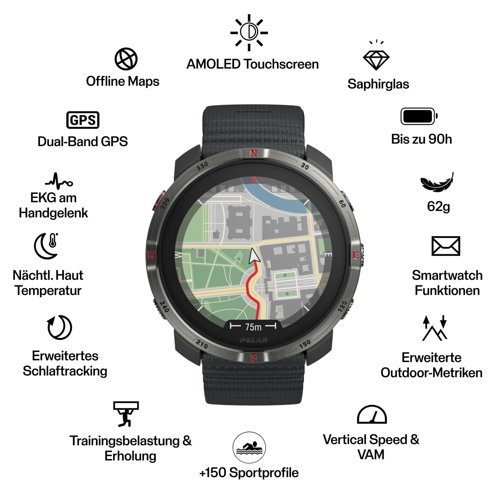 Polar Grit X2 Night Black S-L