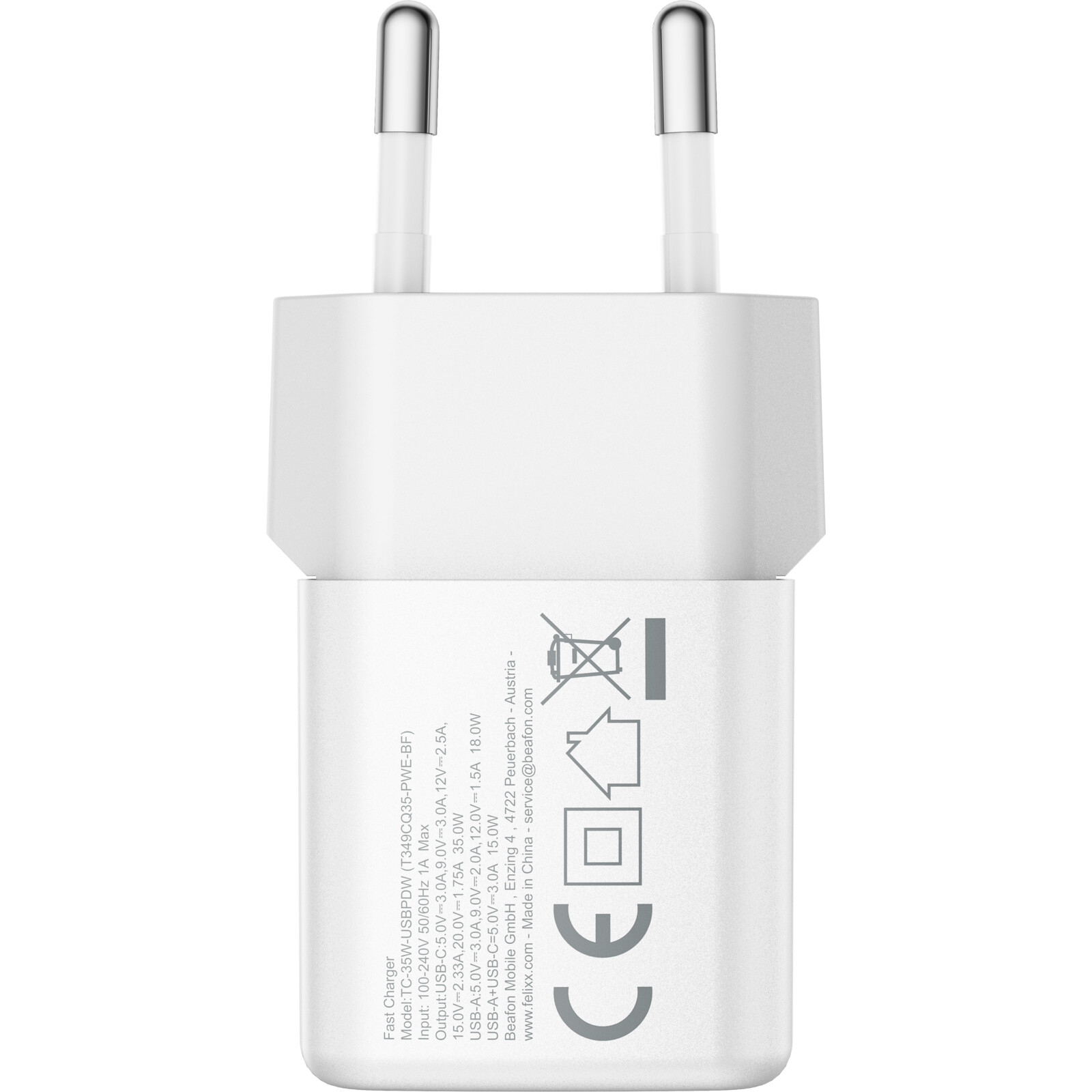 Felixx Lader 35W Mini GaN PD, USB-C+USB-A White