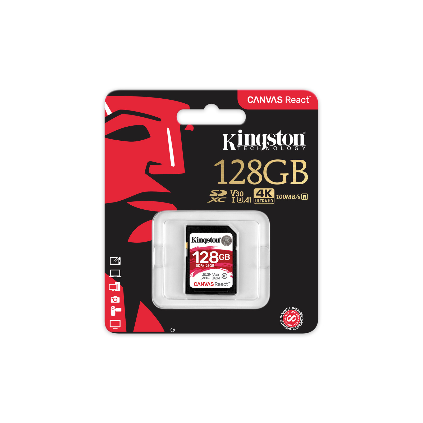 Kingston SDXC 128GB Canvas React 100MBs