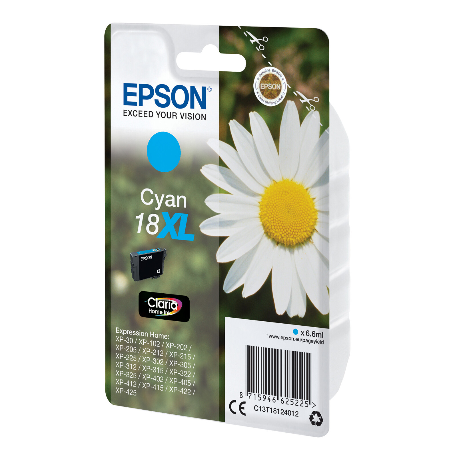 Epson 18XL T1812 Tinte Cyan 6,6 ml
