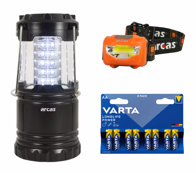 VARTA 8er AA + Arcas Festival/Outdoor Licht Kit 