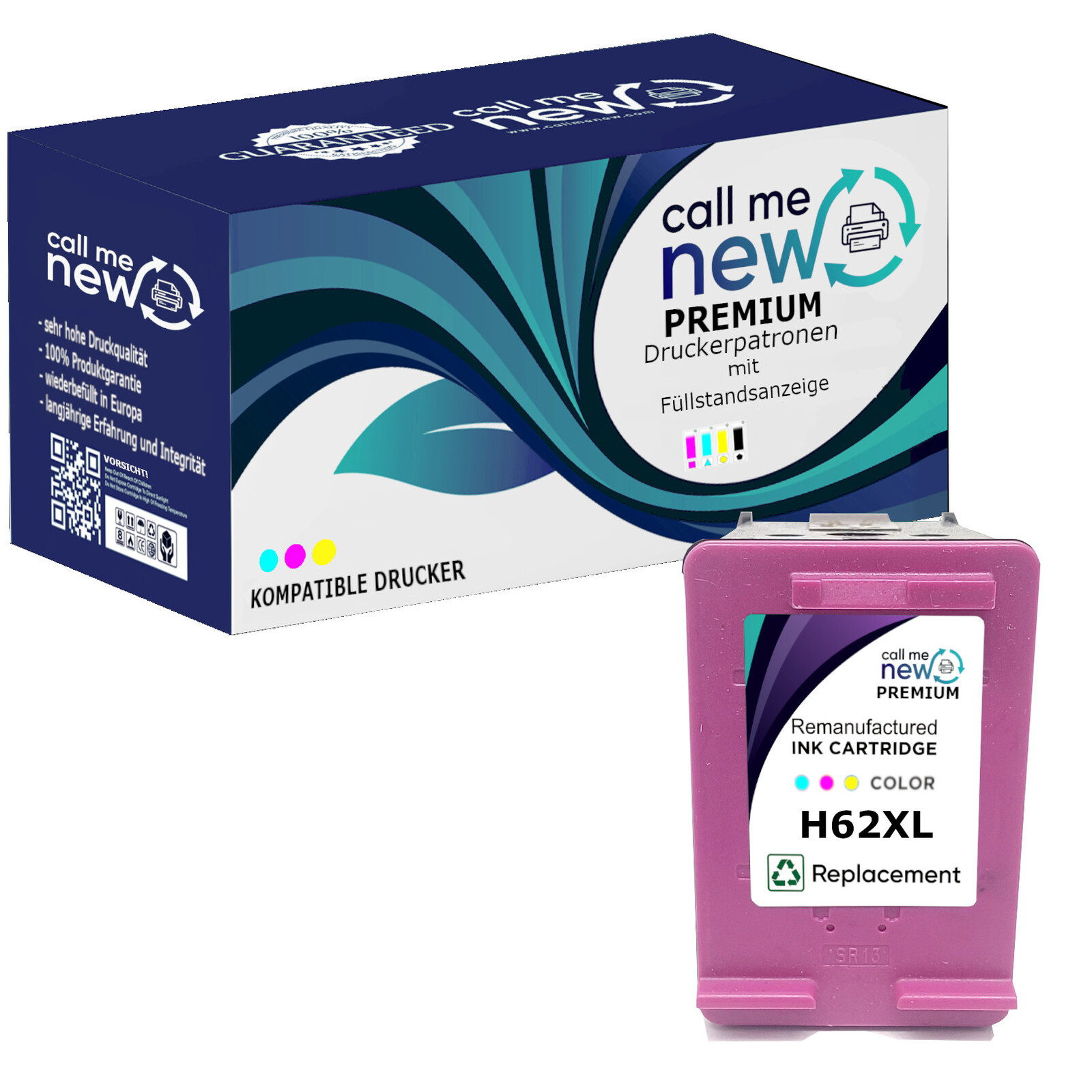 CMN Premium aufber. Tintenpatrone für HP62XL farbig