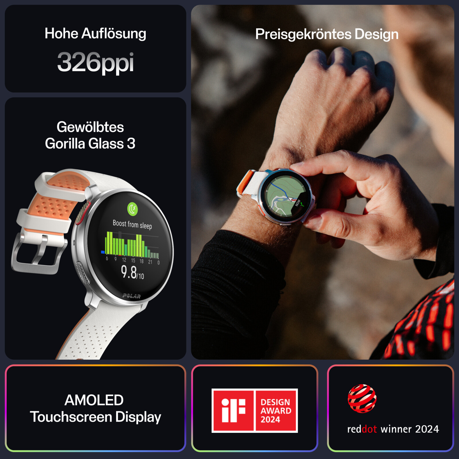 Polar Vantage V3 silver/orange S-L