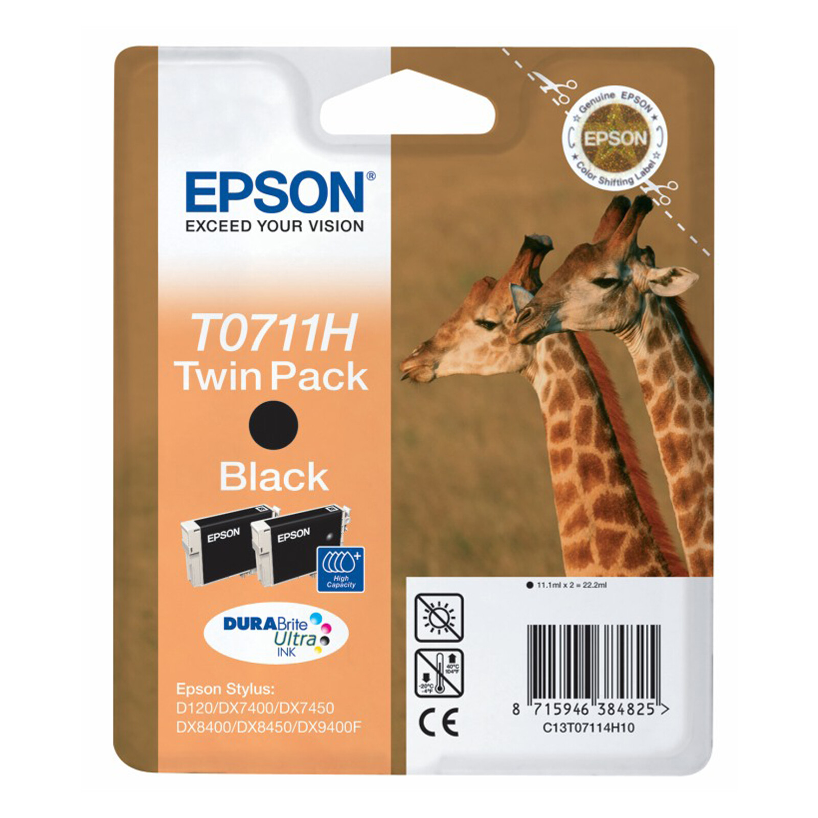 Epson T0711H Tinte Black Twin 2x11,1ml