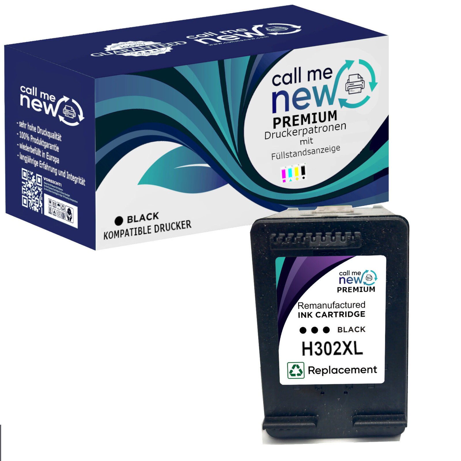 CMN Premium aufber. Tintenpatrone für HP302XL schwarz