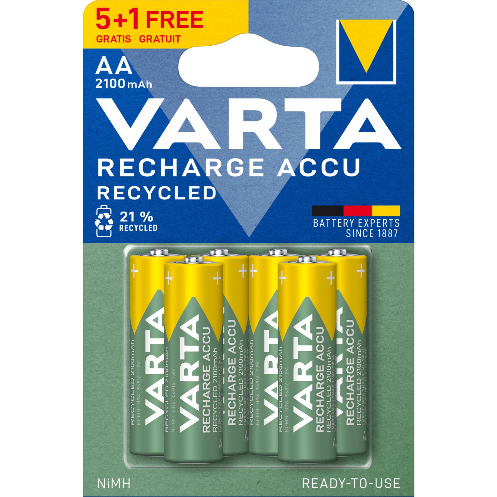 Varta Recycled Akku AA 5+1 Blister
