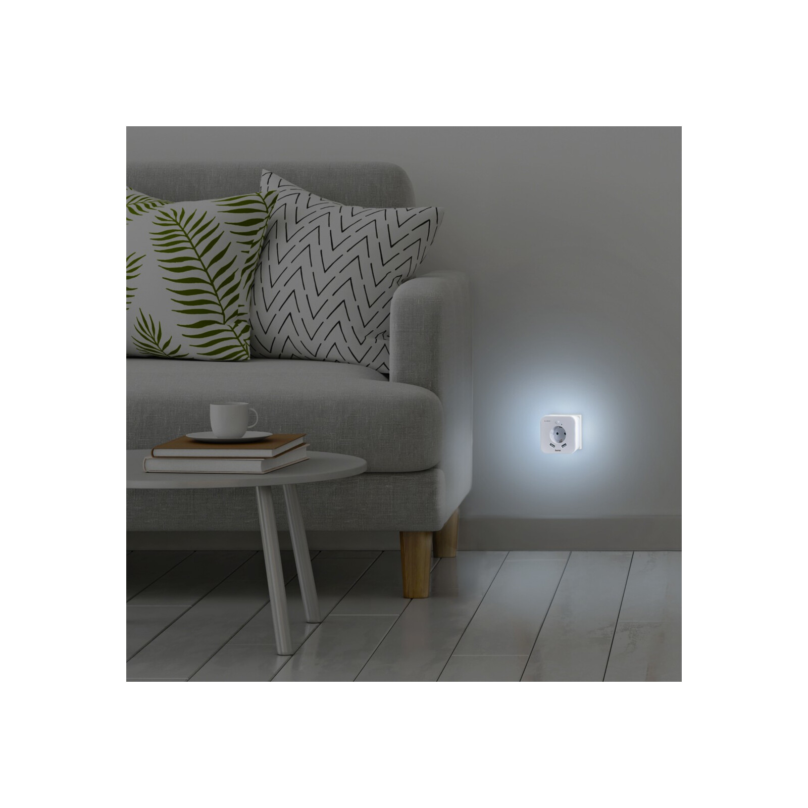 Hama LED-Nachtlicht mit Steckdose 2 USB-Ausgänge