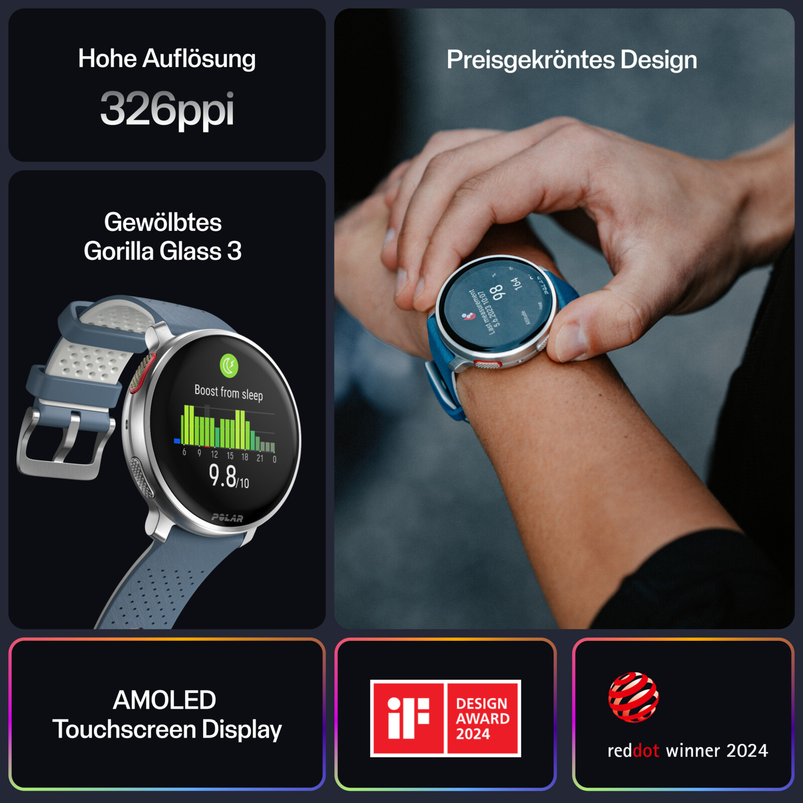 Polar Vantage V3 silver/blue S-L