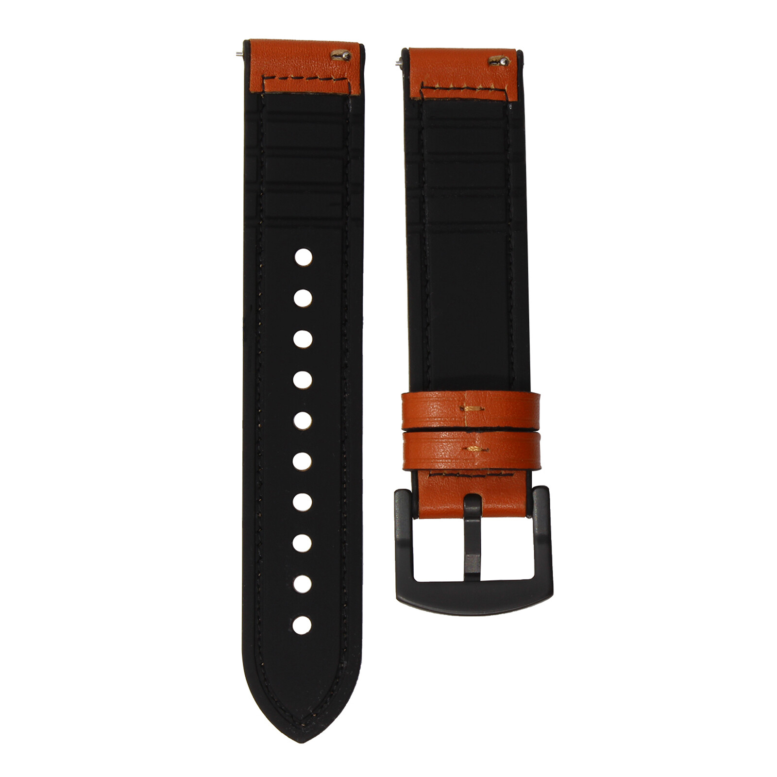 Mika Uhrenarmband Uni 20mm Silikon + Echtleder braun