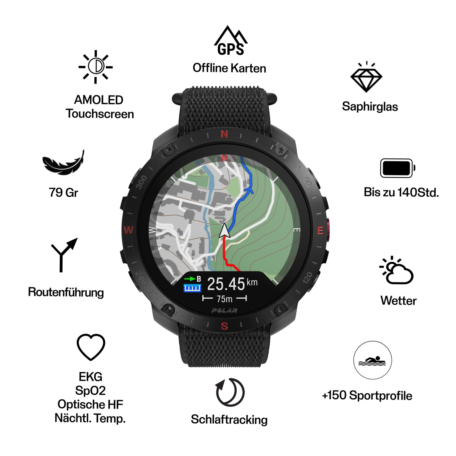 Polar Grit X2 Pro Hook-Loop schwarz