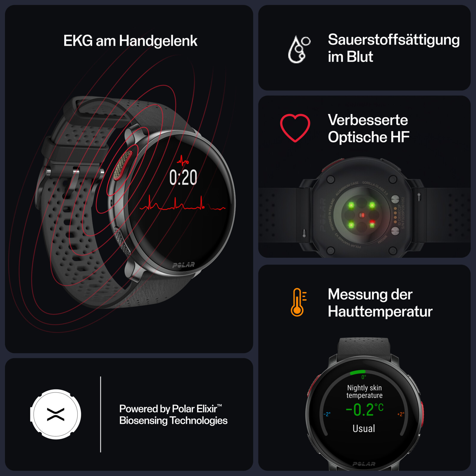 Polar Vantage V3 black/black S-L inkl. HR