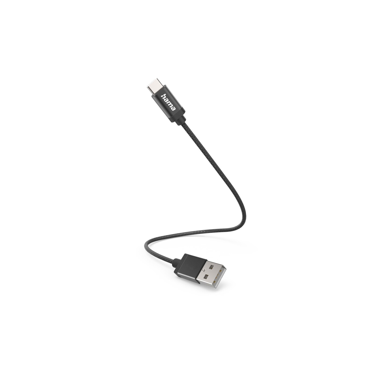 Hama Ladekabel, USB-A - USB-C, 0,2m, Nylon, schwarz 