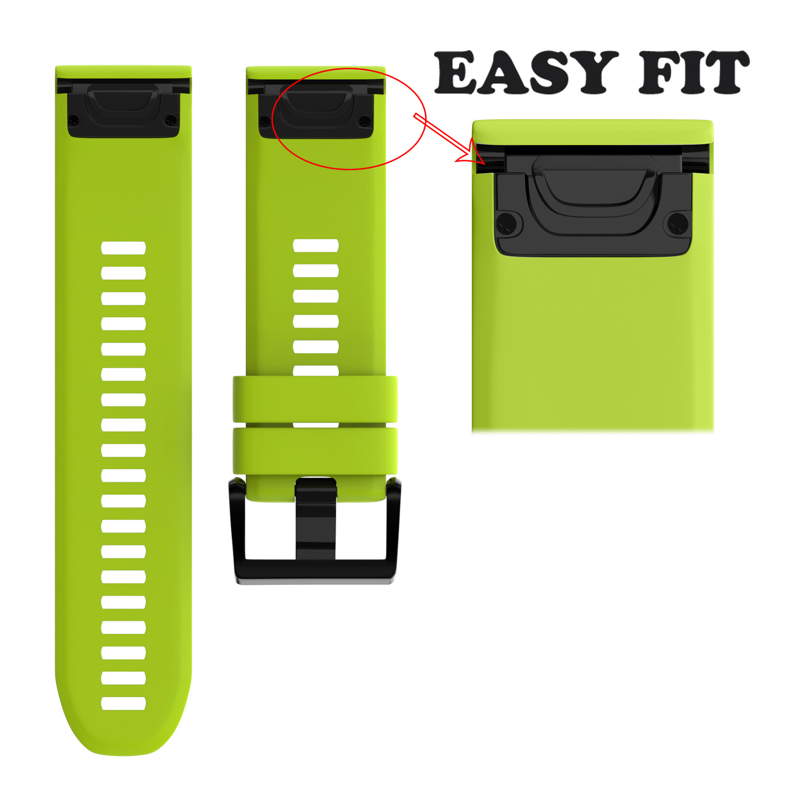 Mika Uhrenarmband Garmin Quick Silikon 26mm neon gr&uuml;n