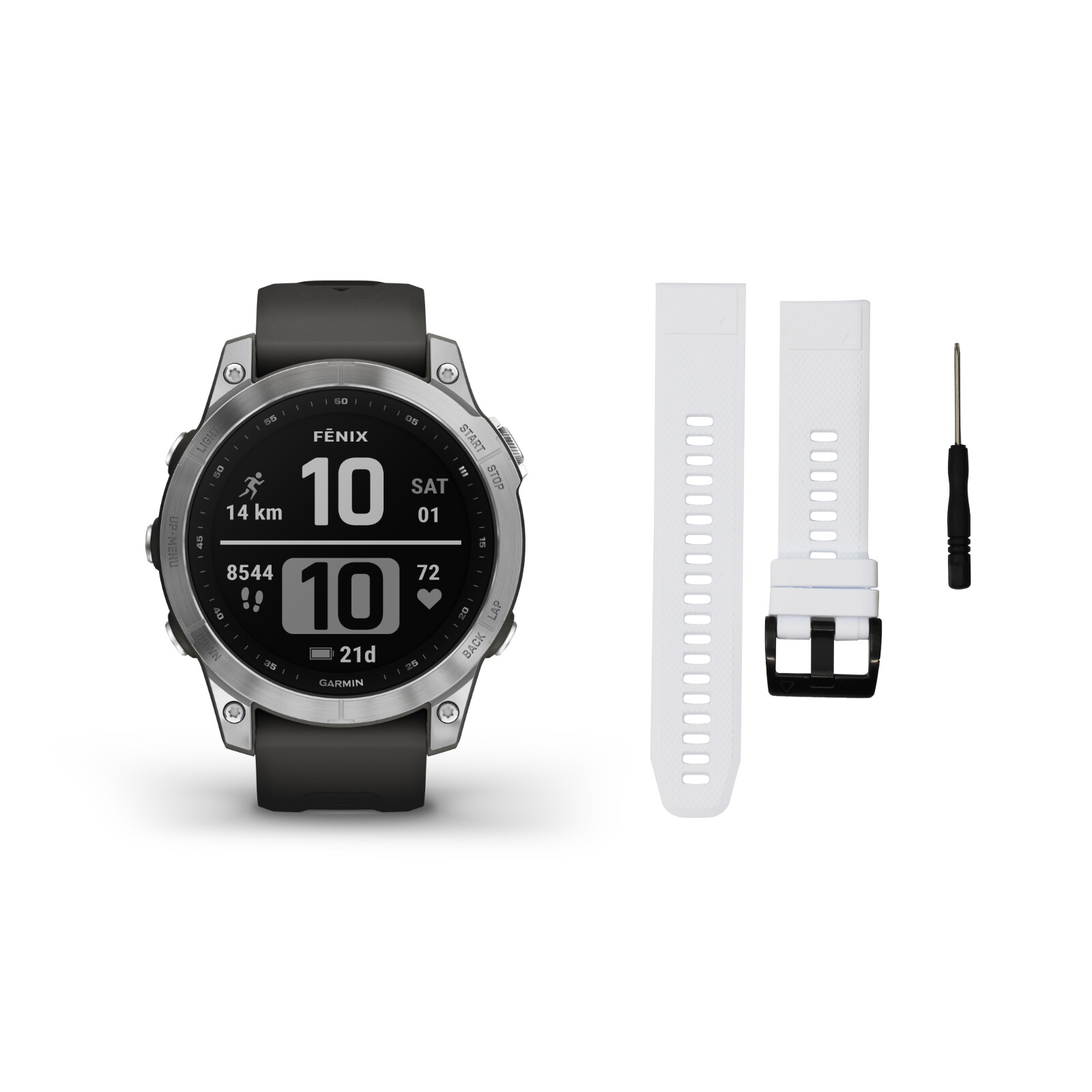 Garmin Fenix 7 silver/graphite + Gratis Mika Band weiß
