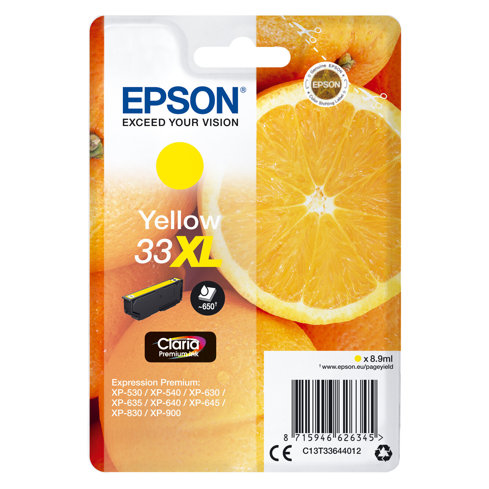 Epson 33XL T3364 Tinte Yellow 8,9ml