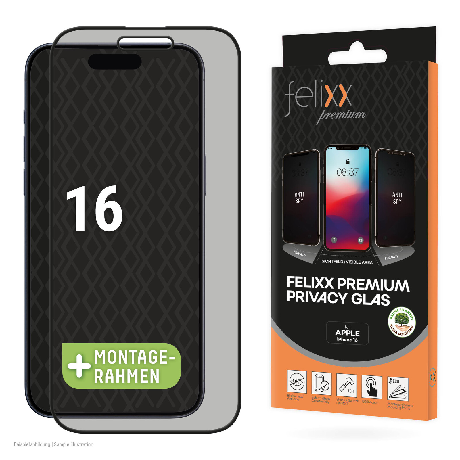 Felixx 3D Glas Full- Blickschutz Apple iPhone 16