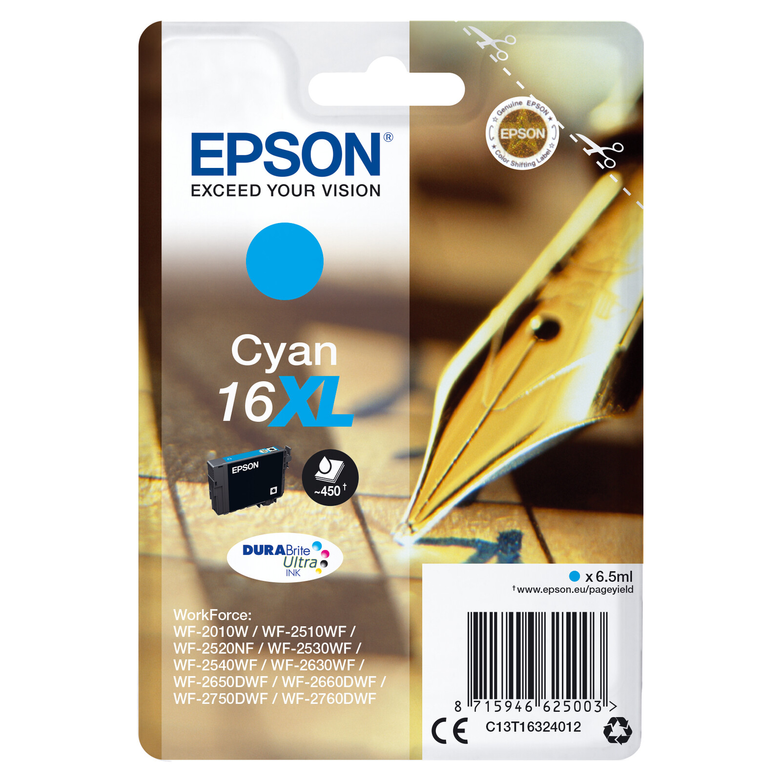 Epson 16XL T1632 Tinte Cyan 12,9ml