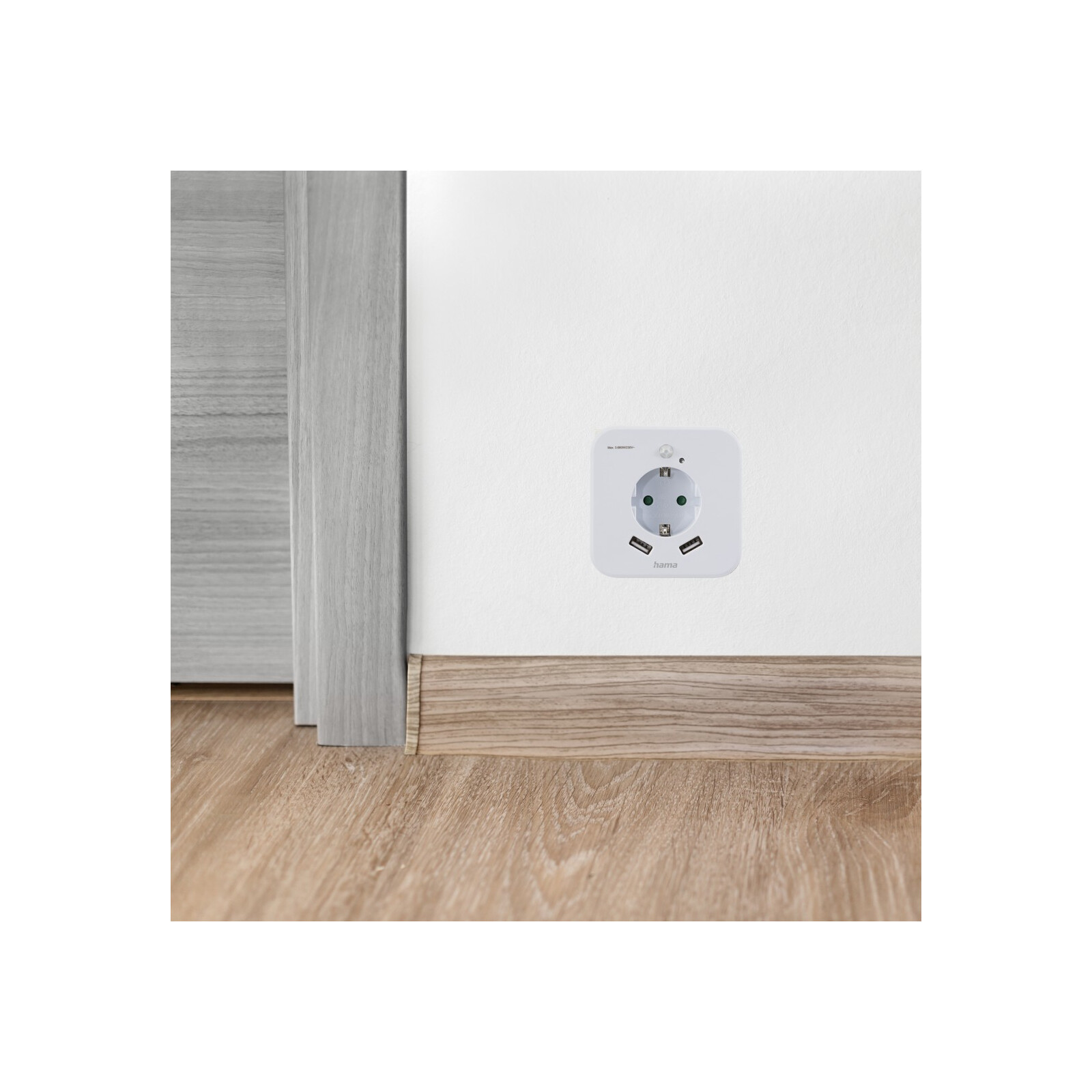 Hama LED-Nachtlicht mit Steckdose 2 USB-Ausgänge