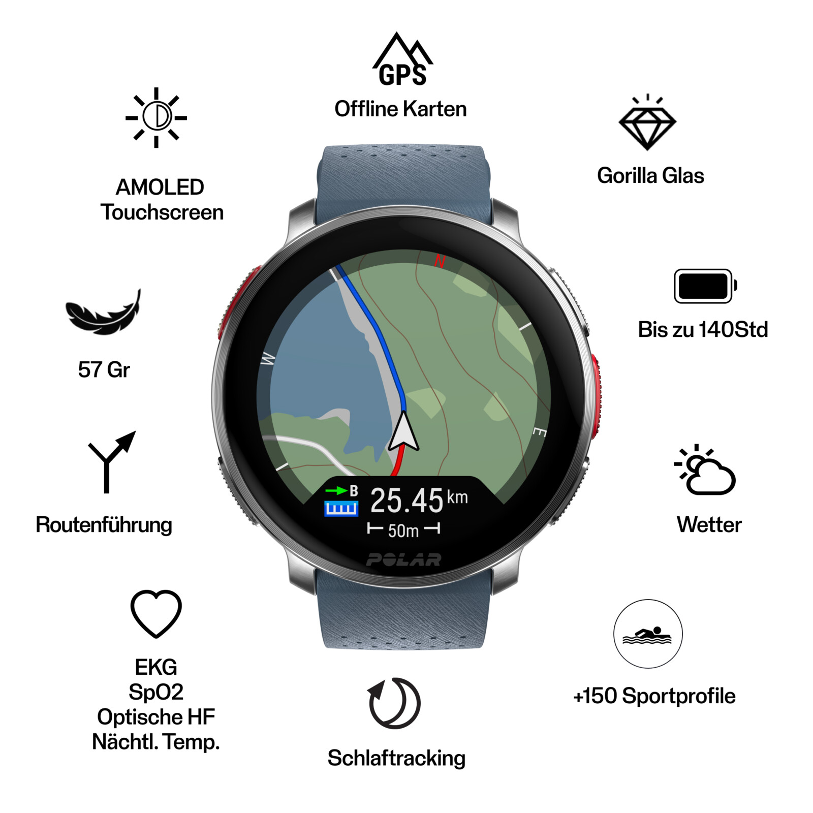 Polar Vantage V3 silver/blue S-L