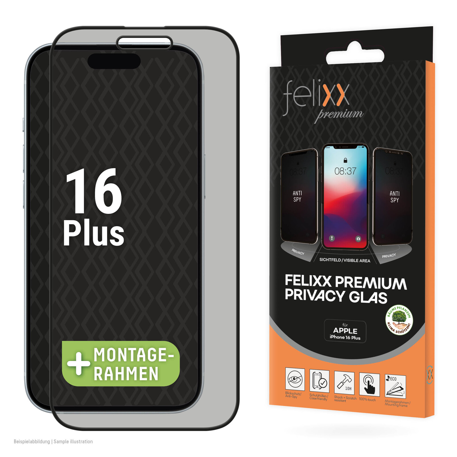 Felixx 3D Glas Full- Blickschutz Apple iPhone 16 Plus