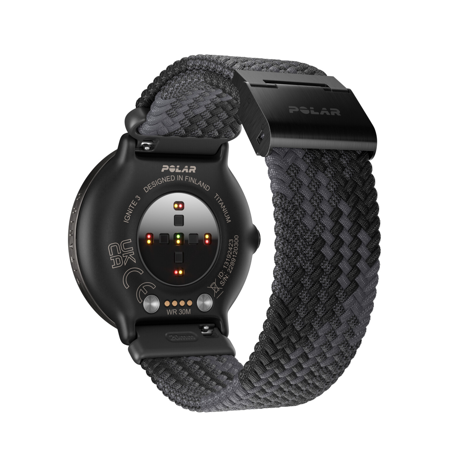 Polar Wechselband 20mm geflochten Garn schwarz S-L