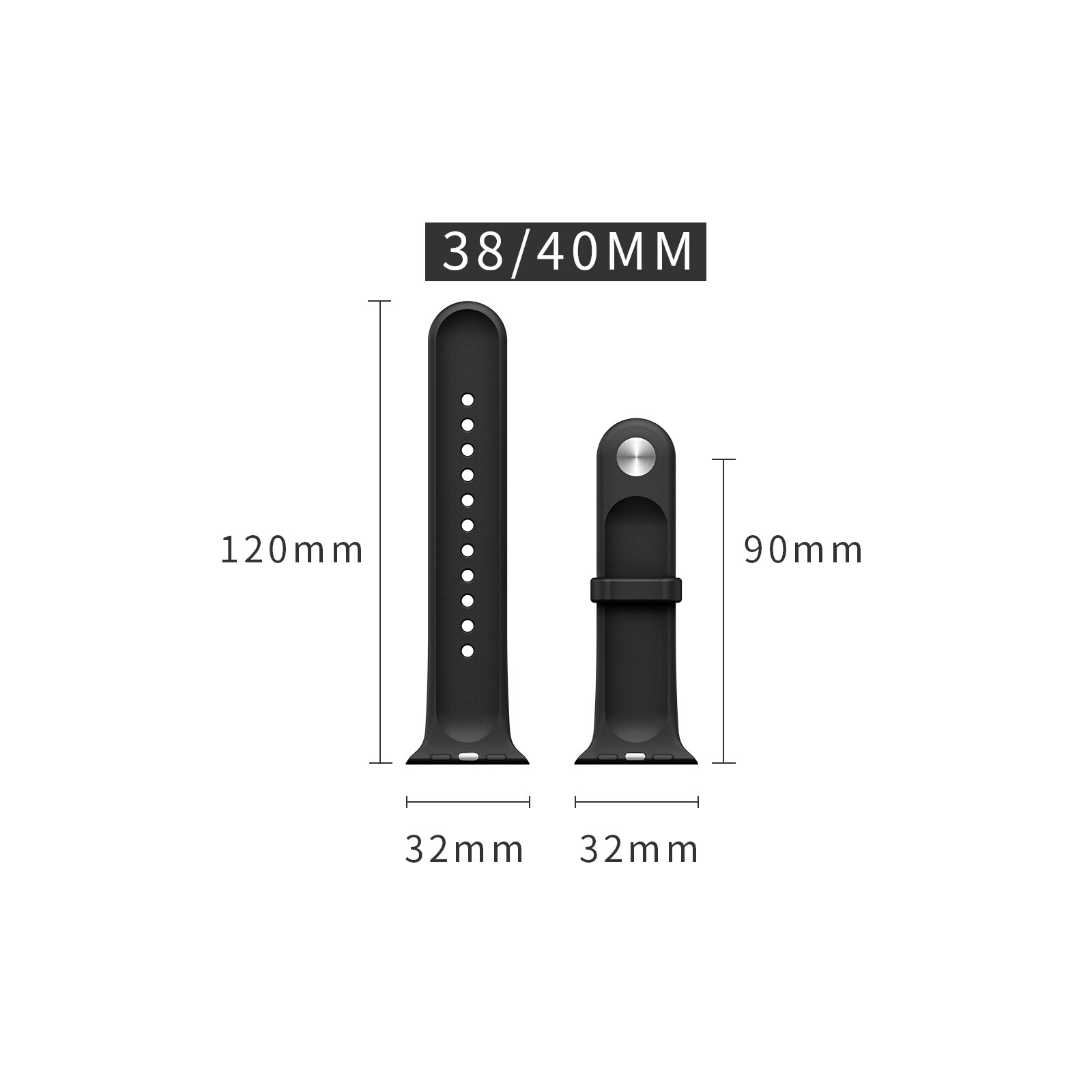 Mika Uhrenarmband Apple 38/40mm Silikon schwarz