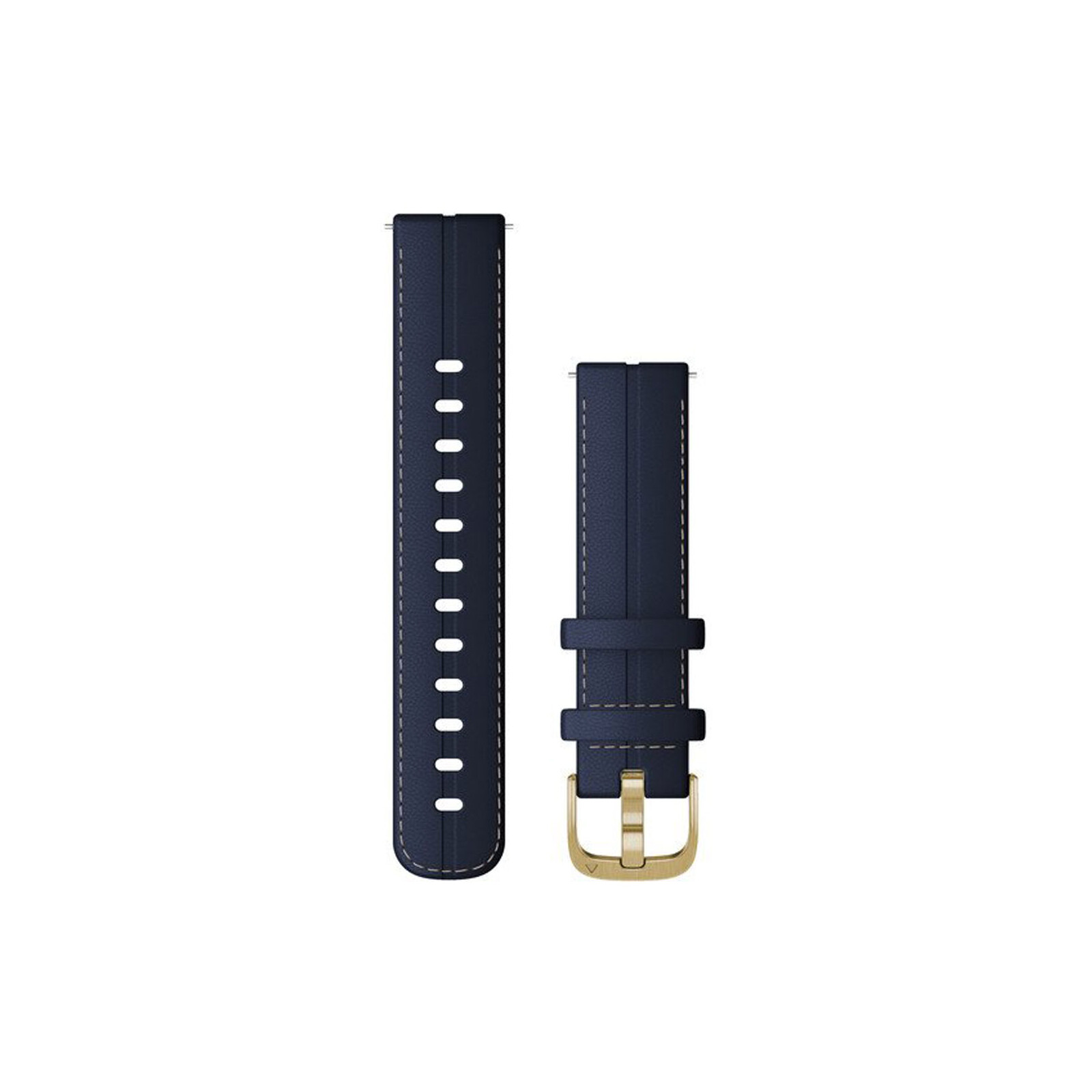 Garmin Band 18mm Leder Marineblau Weißgold