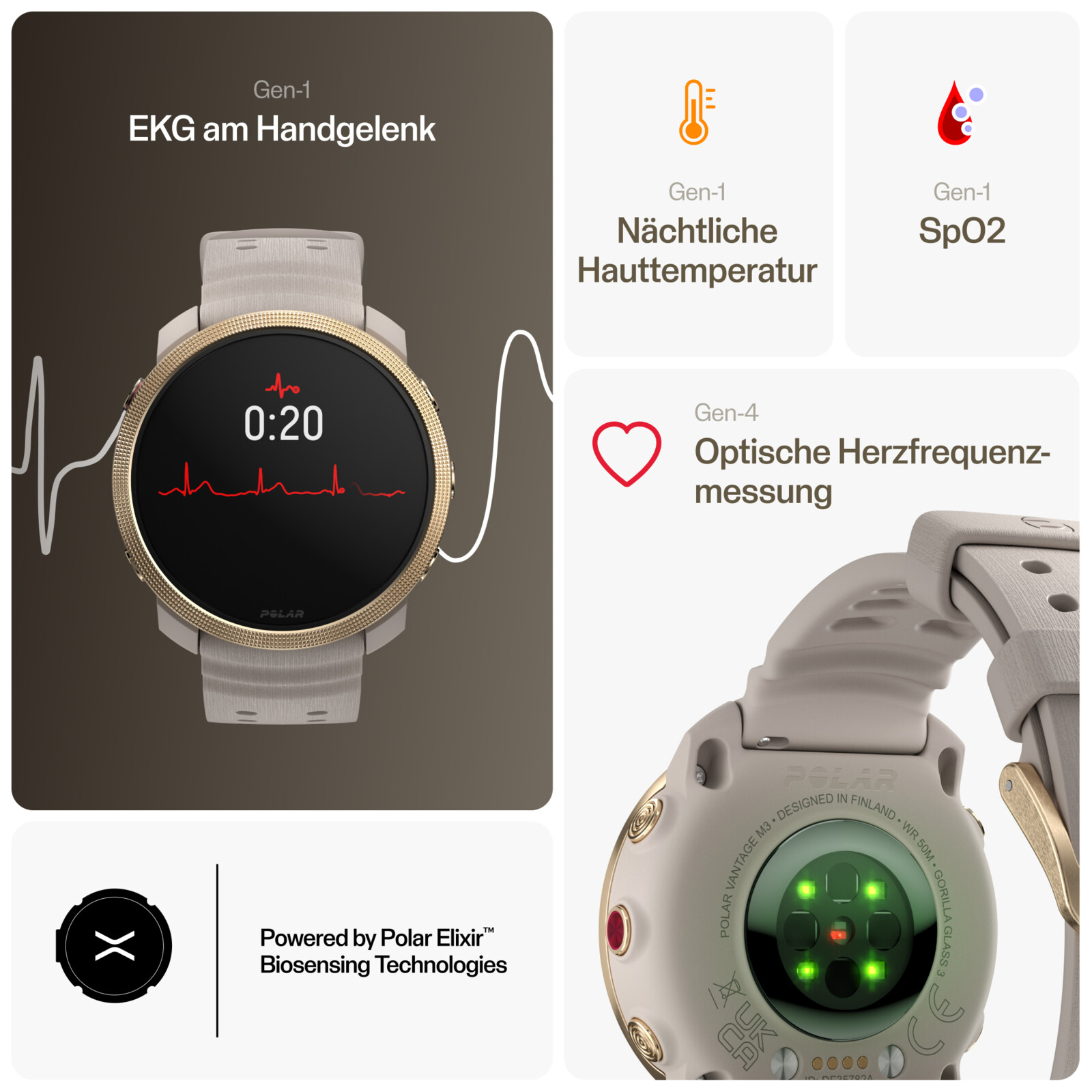 Polar Vantage M3 S-L grau/gold