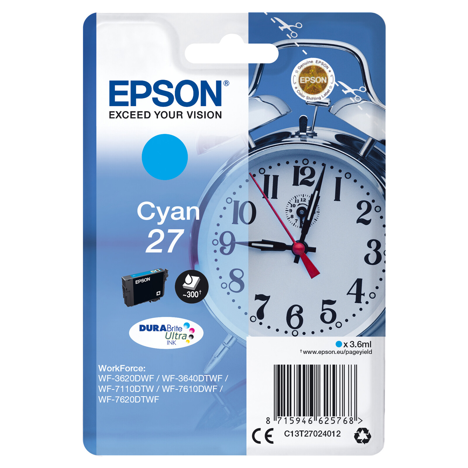 Epson 27 T2702 Tinte Cyan 3,6ml