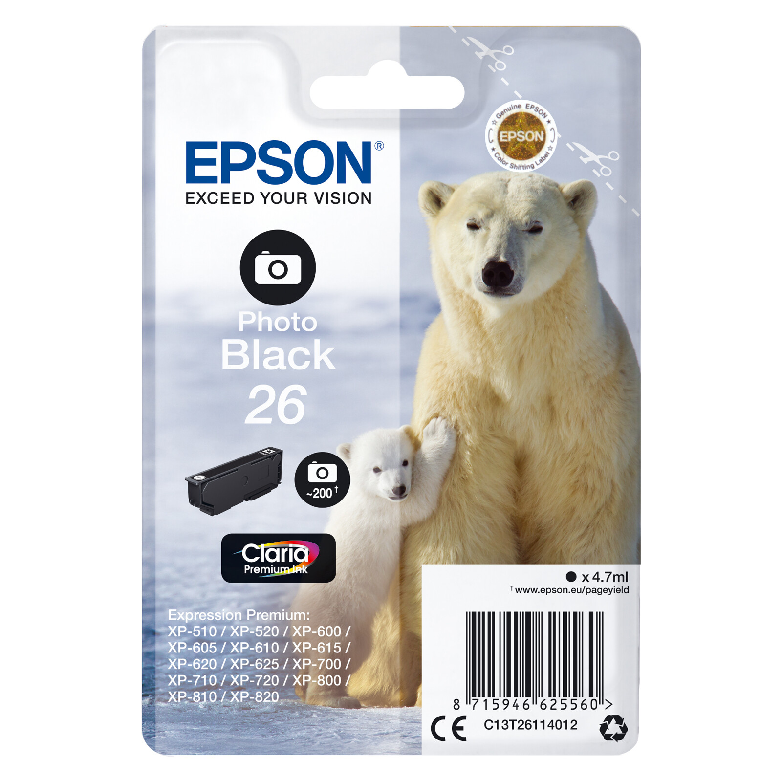 Epson 26 T2611 Tinte Photo Black 4,7ml