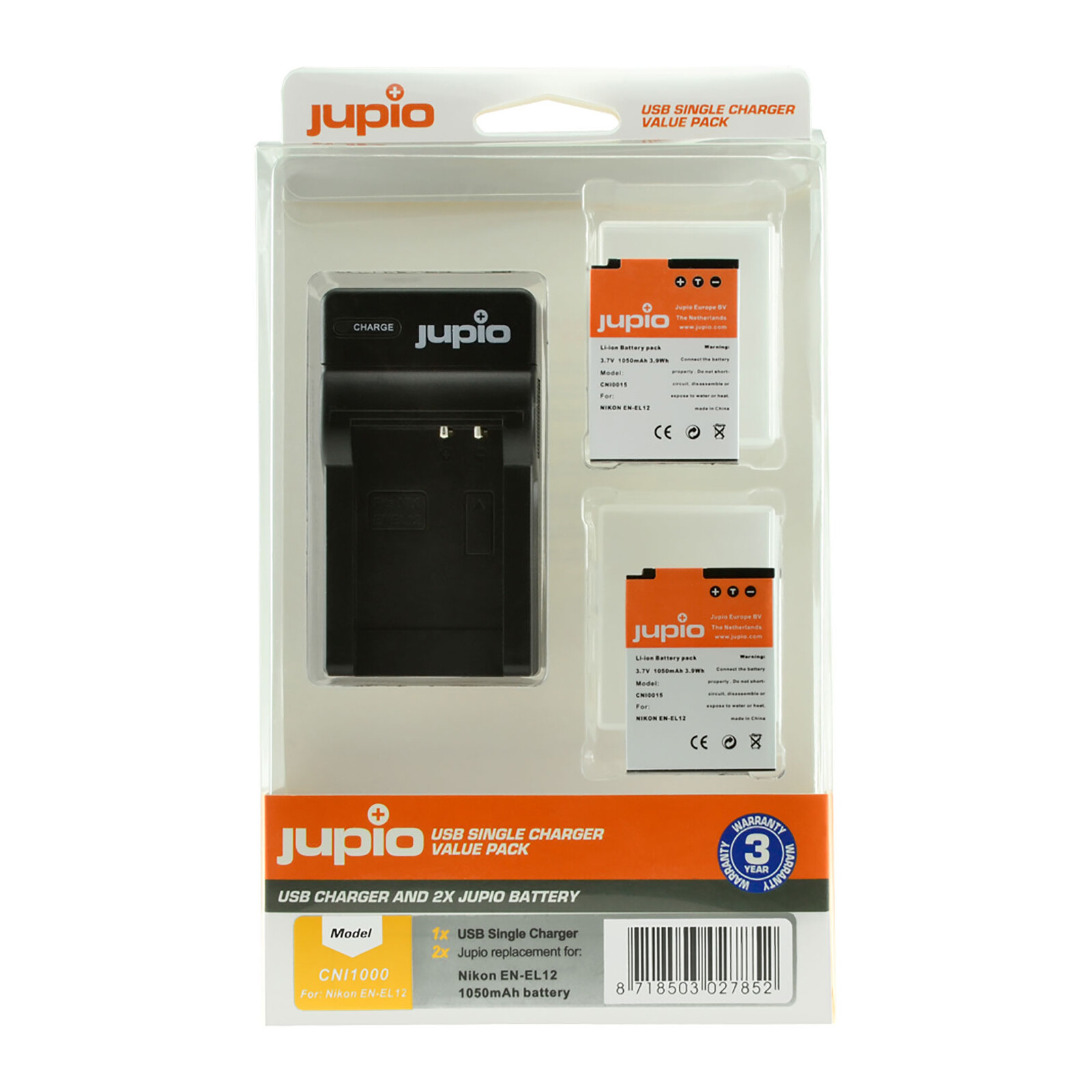 Jupio USB Single Charger + 2x Nik EN-EL12