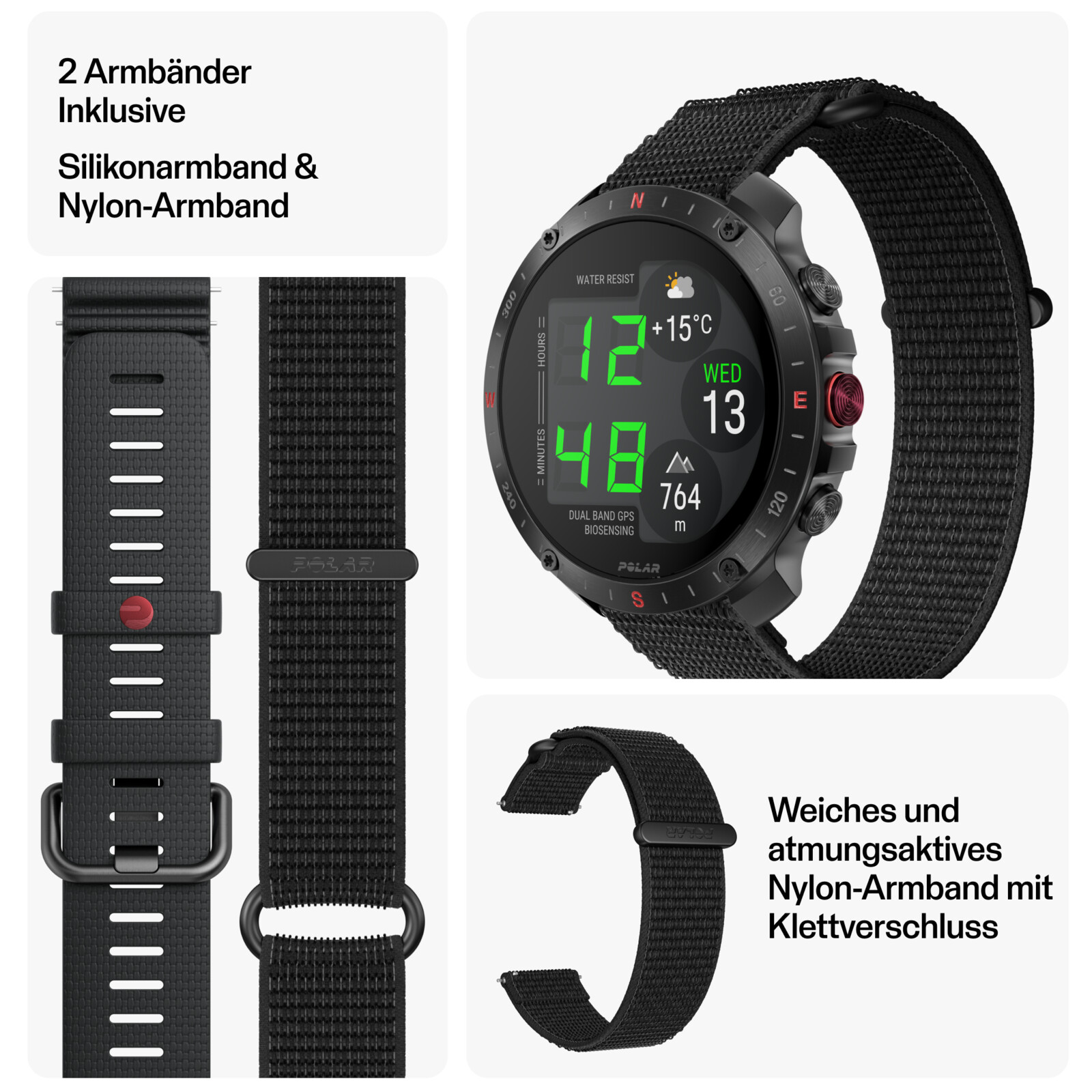 Polar Grit X2 Pro Hook-Loop schwarz